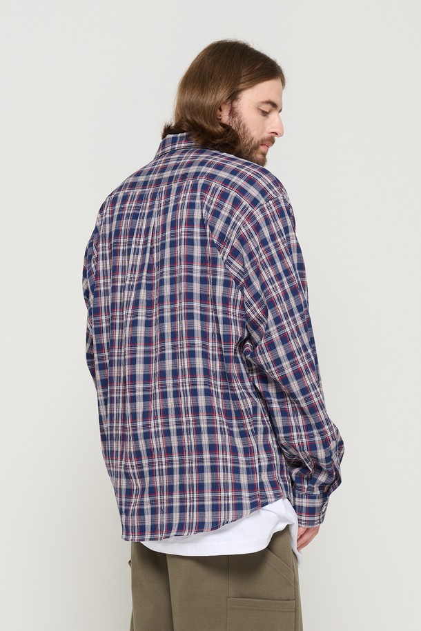 CARGOBROS - 긴팔셔츠 - TWO-POCKET SEERSUCKER OVER SHIRT (NAVY)