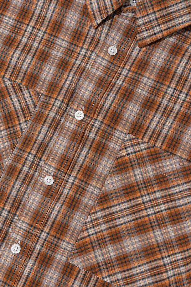 CARGOBROS - 긴팔셔츠 - TWO-POCKET SEERSUCKER OVER SHIRT (ORANGE)