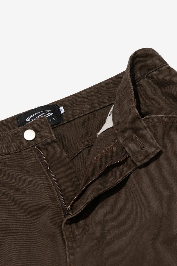 CARGOBROS - 캐주얼팬츠 - VINTAGE COTTON WIDE CURVED DENIM PANTS (BROWN)