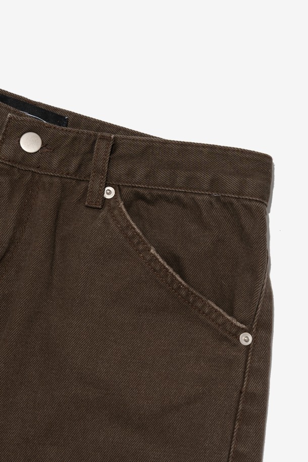 CARGOBROS - 캐주얼팬츠 - VINTAGE COTTON WIDE CURVED DENIM PANTS (BROWN)