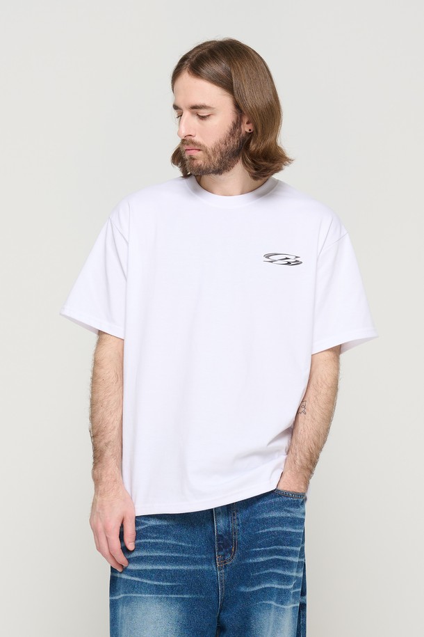 CARGOBROS - 반팔티셔츠 - CIRCLE SMALL LOGO OVER SHORT SLEEVE T-SHIRT (WHITE)