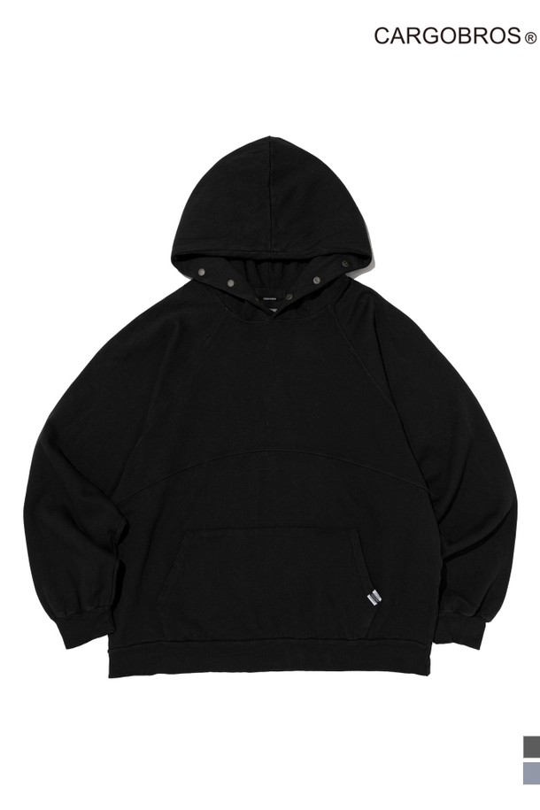 CARGOBROS - 후디 - PIGMENT POINT OVER HOODED T-SHIRT (CHARCHOL)