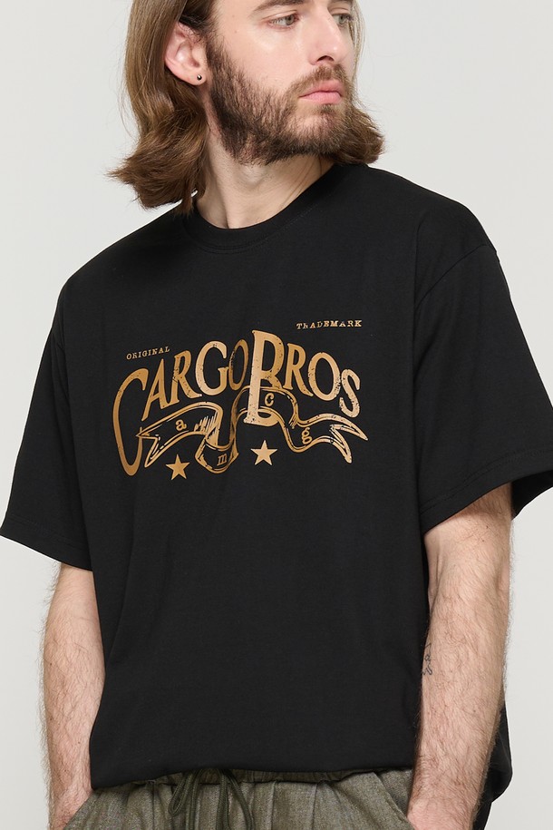 CARGOBROS - 반팔티셔츠 - RIBBON BROS OVER SHORT SLEEVE T-SHIRT (BLACK)