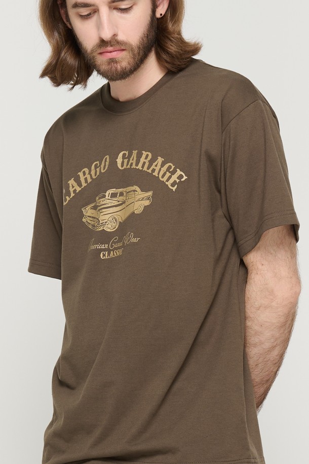 CARGOBROS - 반팔티셔츠 - OLD CAR PRINTING LOGO OVER SHORT SLEEVE T-SHIRT (KHAKI)