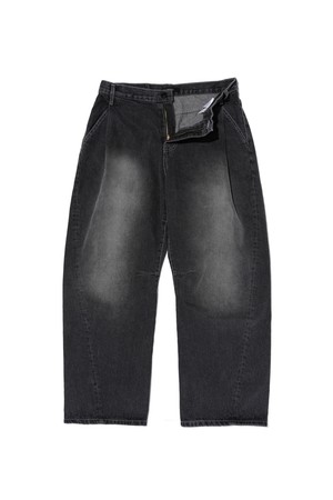 와이드 커브드 데님 팬츠 (블랙)