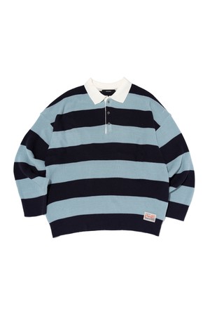 STRIPE COLLAR KNIT (SKYBLUE)
