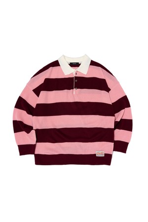 STRIPE COLLAR KNIT (PINK)