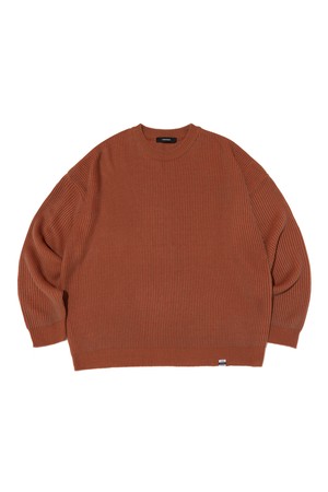 PEELING TWO-TONE OVER ROUND KNIT (CAMEL)