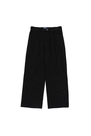 ONE-TUCK COTTON WIDE SLACKS (BLACK)