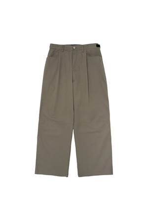ONE-TUCK COTTON WIDE SLACKS (KHAKI)