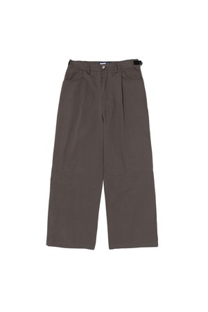 ONE-TUCK COTTON WIDE SLACKS (CHARCOAL)