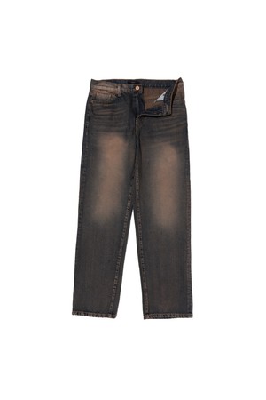 틴 브라운 워싱 와이드 데님 팬츠 (중청)