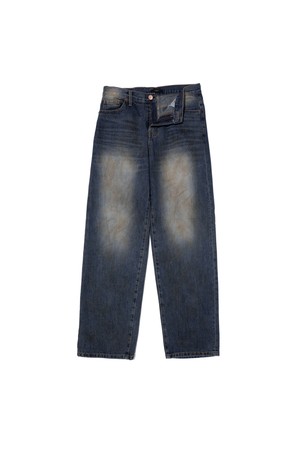 페인팅 워싱 와이드 데님 팬츠 (중청)
