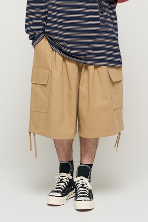 COTTON BALLOON CARGO BERMUDA PANTS (BEIGE)