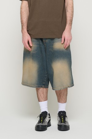 VINTAGE WASHING DENIM BERMUDA PANTS (BLUE)
