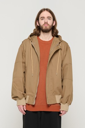 HOODED BOMBER JACKET (BEIGE)