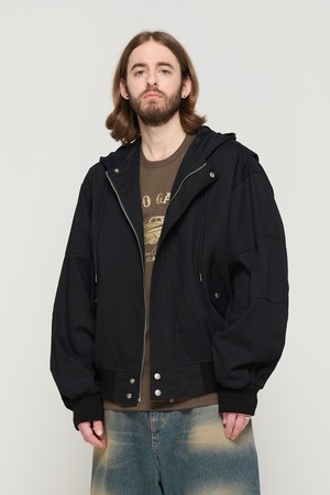 HOODED BOMBER JACKET (BLACK)