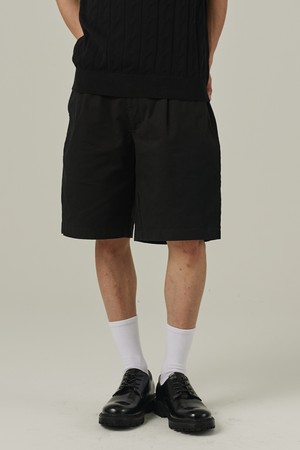코튼 핀턱 반바지 (블랙)