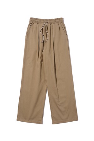 WIDE COTTON BANDING PANTS (BEIGE)
