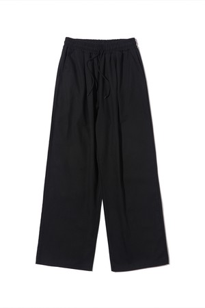 WIDE COTTON BANDING PANTS (BLACK)