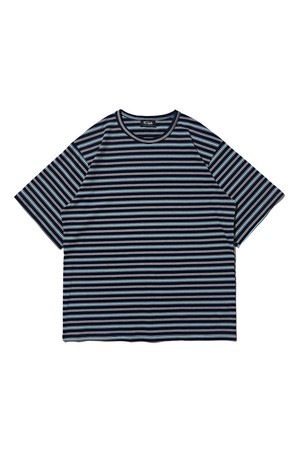 STRIPE PATTERN SHORT-SLEEVE T-SHIRT (NAVY)