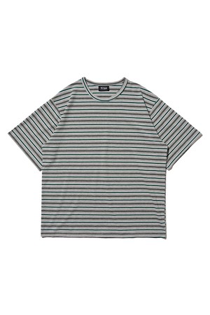 STRIPE PATTERN SHORT-SLEEVE T-SHIRT (GRAY)
