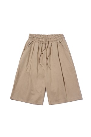 TWO-TUCK LINEN BERMUDA PANTS (BEIGE)