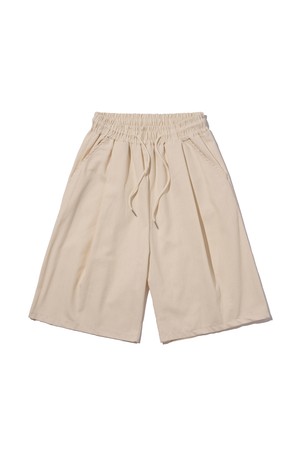 TWO-TUCK LINEN BERMUDA PANTS (IVORY)