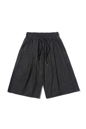 TWO-TUCK LINEN BERMUDA PANTS (BLACK)