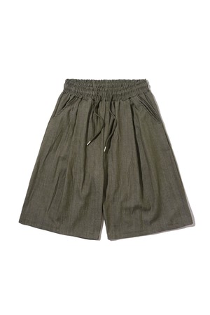 TWO-TUCK LINEN BERMUDA PANTS (KHAKI)