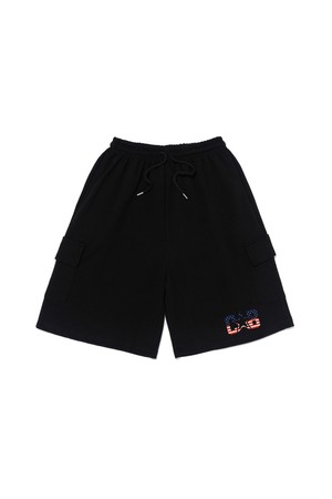 AMERICAN LOGO CARGO BERMUDA HALF PANTS (BLACK)