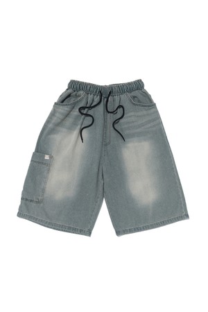 SAND BRUSH POCKET BERMUDA DENIM PANTS (L.BLUE)