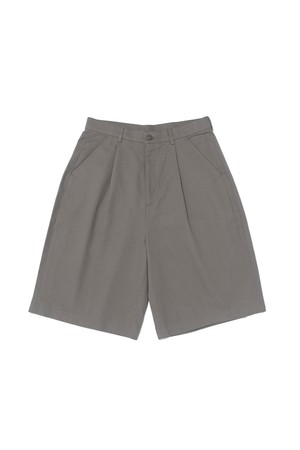 PREMIUM COTTON ONE-TUCK BERMUDA PANTS (GRAY)