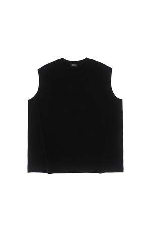 PLAIN BOX OVER SLEEVELESS SHIRT  (BLACK)