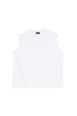 PLAIN BOX OVER SLEEVELESS SHIRT  (WHITE)