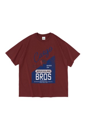 (BIG SIZE) WESTERN BASE SHORT SLEEVE T-SHIRT (WINE)