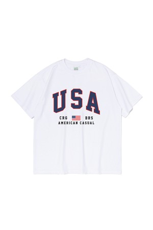 USA FLAG SHORT SLEEVE T-SHIRT (WHITE)