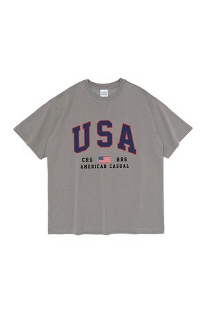 USA FLAG SHORT SLEEVE T-SHIRT (GRAY)