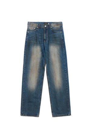 크래크 워싱 세미 와이드 데님 (중청)