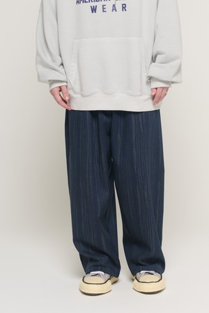 STRIPE WASHING DENIM BALLOON PANTS (NAVY)