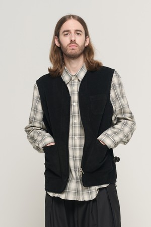 CORDUROY AMEKAJI POCKET VEST (BLACK)