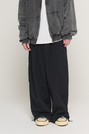 NYLON LOOP STRING WIDE PANTS (BLACK)