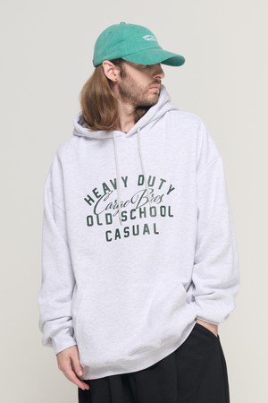 OLD SCHOOL LOGO OVER HOOD T-SHIRT (LIGHT GRAY)