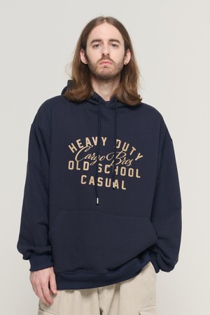 OLD SCHOOL LOGO OVER HOOD T-SHIRT (NAVY)