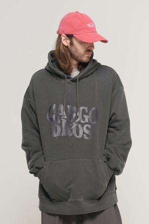 VINTAGE WAVE LOGO PIGMENT HOOD T-SHIRT (CHARCOAL)