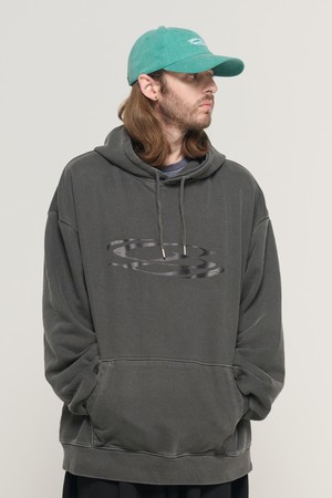 CRACK CIRCLE LOGO PIGMENT HOOD T-SHIRT (CHARCOAL)