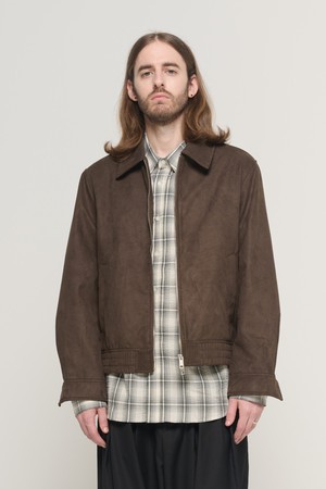 SUEDE ZIP-UP BLOUSON JACKET (BROWN)