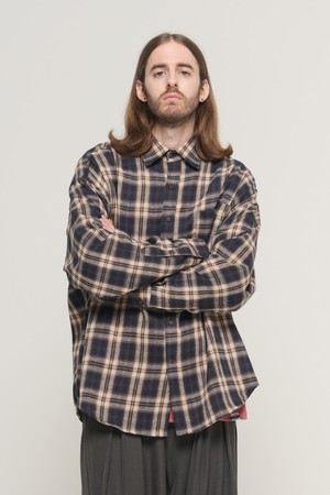 RETRO OVER CHECK SHIRT (NAVY)
