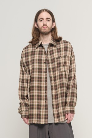 RETRO OVER CHECK SHIRT (BEIGE)