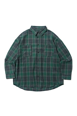 포켓 세미 오버 체크셔츠 (그린)